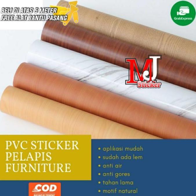 (Allthebest) stiker lemari wallstiker dinding lemari meja dapur sticker vinyl kayu