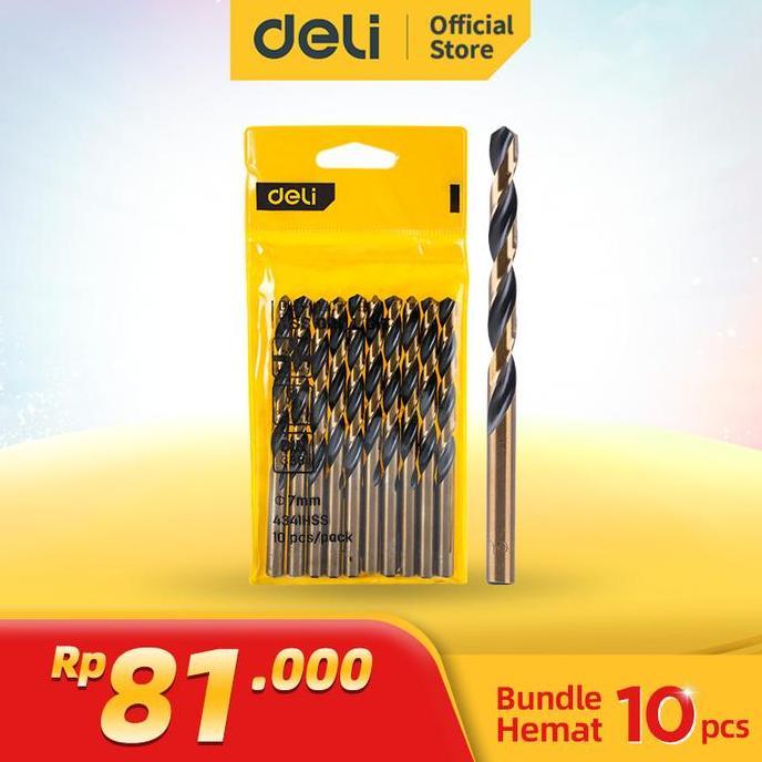 Grosir Bundle Hemat Deli Mata Bor Besi Hss 7Mm 1 Pack 10 Pcs Edh-Mhz070-E1