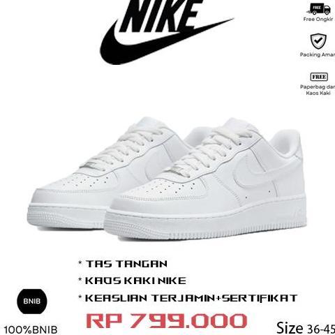 Nke Air Force 1 Low Triple White Full White Nke sepatu 100% BNIB .