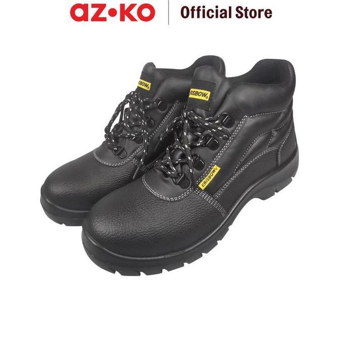 Terlaris Azko Krisbow Ukuran 40 Argon Sepatu Pengaman 6 Inci - Hitam Sepatu Kerja Safety Shoes Boot 