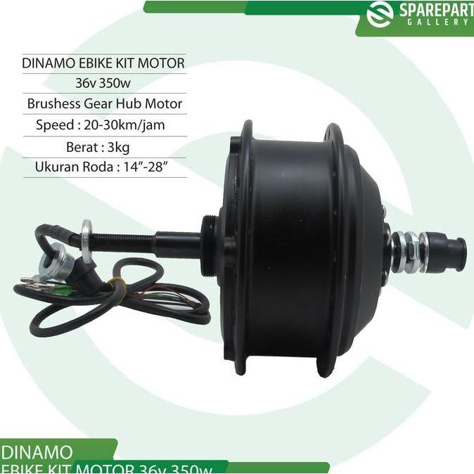 Set Ebike Kit Dinamo bldc 36v 350w, Throttle dan Handle rem