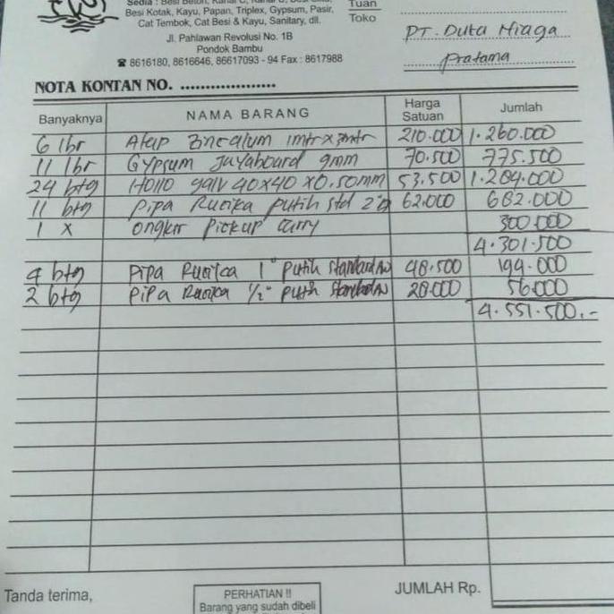 Nota Pt. Duta Niaga Pratama 17 Juni 2021  Sale