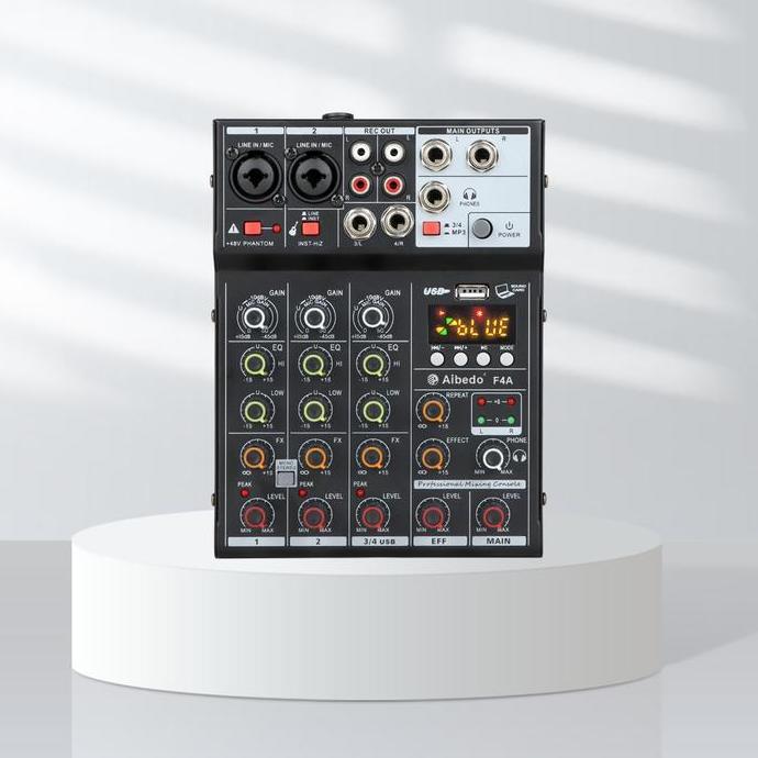 Hermansyah_toba - Mixer Audio Mini 4 Channel Bluetooth Karaoke Profesional Konsol Mobil 12V