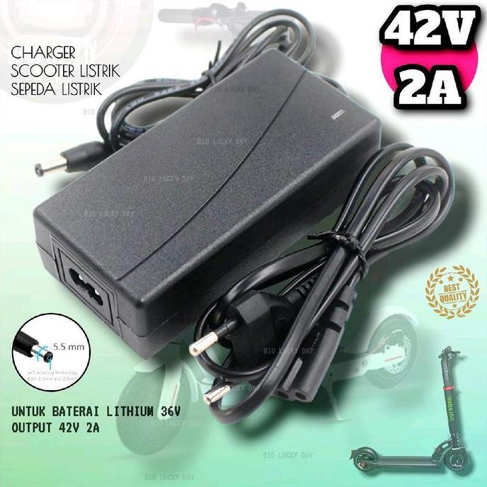 Charger 36v lithium output 42v 2A scooter listrik exotic inokim light fiido dyu himo cas batre 18650