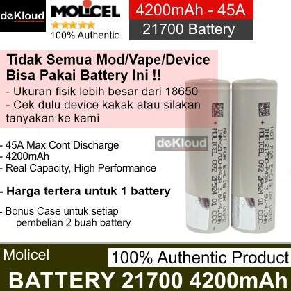 MOLICEL P42A 21700 4200mAh Rechargeable Battery Original