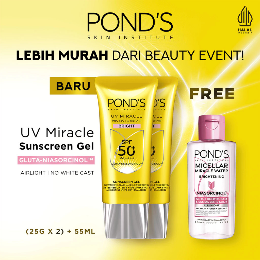 Buy 2 Ponds UV Miracle Bright SPF 50 25gr Get Pond's Rose Micellar Water 55ml
