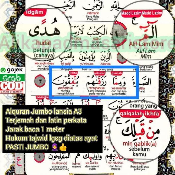 Alquran Jumbo A3 Lansia Besar Tajwid Mudah Latin Langsung Diatas Ayat Terjemah Serta Latin Per Kata