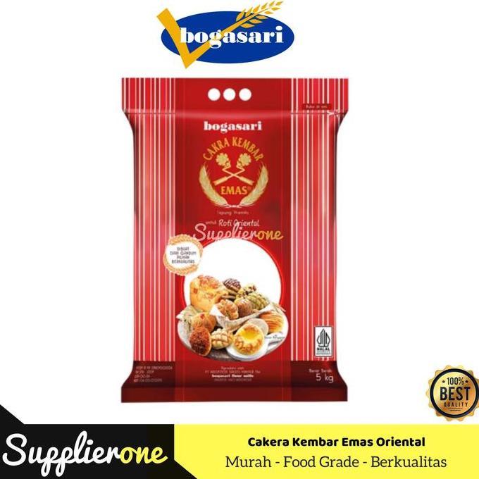 Bogasari Cakra Kembar Emas Roti Oriental 5Kg / Cakra Kembar Emas Roti Oriental / Tepung Terigu 5 Kg 