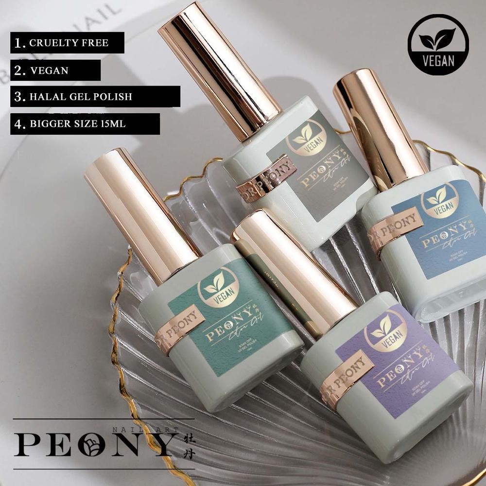 PEONY Vegan Nail Gel 15ml / PEONNY Kutek Gel Halal / Peony Vegan Gel Polish /Gel Polish Halal