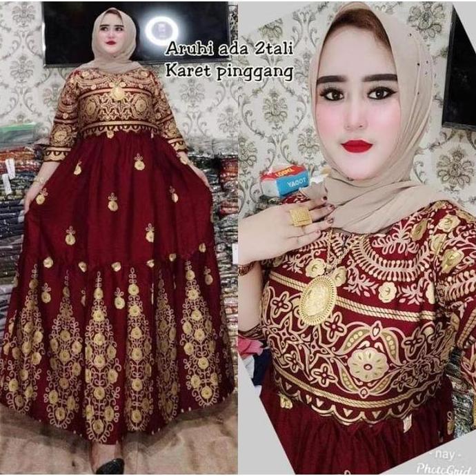 Qiuama - nan4 Gamis India Aruhi Dress Katun Rayon Panjang Muslim Viral