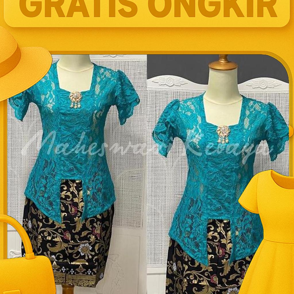Kebaya Bali Set Brukat Lilit Tosca Rok Pendek