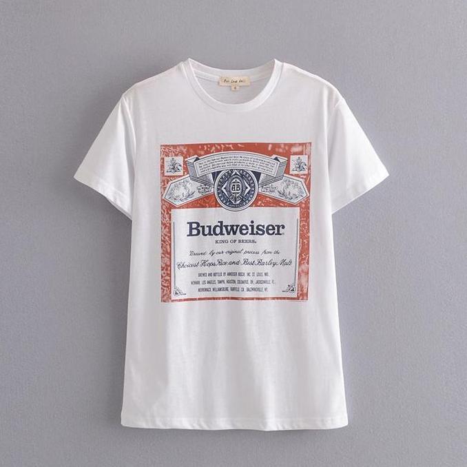 Baju Kaos T-Shirt Wanita White Budweiser Import