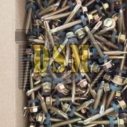 (1 DUS) Sekrup Roofing Kuning #12x70 / Hex Flange Drilling Screw M5x70 / Baut Baja Ringan 7 CM (250 