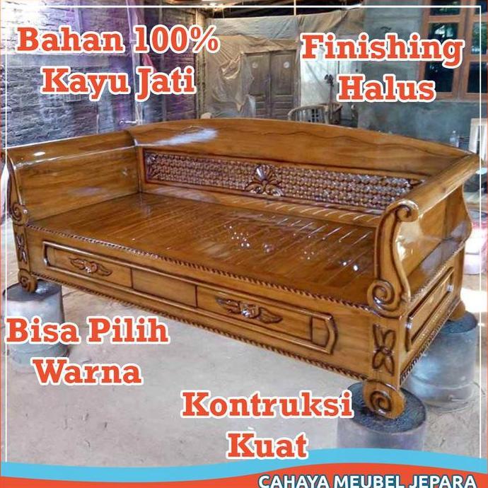 Terlaris Kursi Panjang Bale Kayu Jati Untuk Bersantai Di Teras Rumah Model Baru