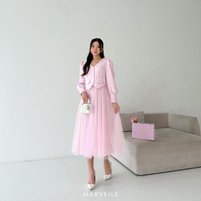 [ Marveile ] Jihye Tweed Dress / Dress Wanita