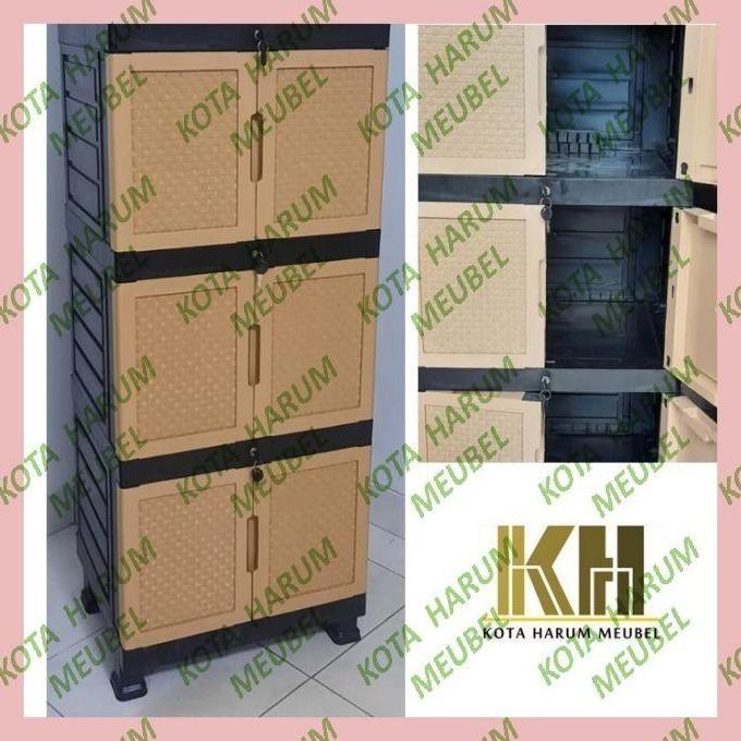 Terlaris Lemari Plastik 3 Susun Full Kunci Lemari Baju Plastik 3 Gunplas