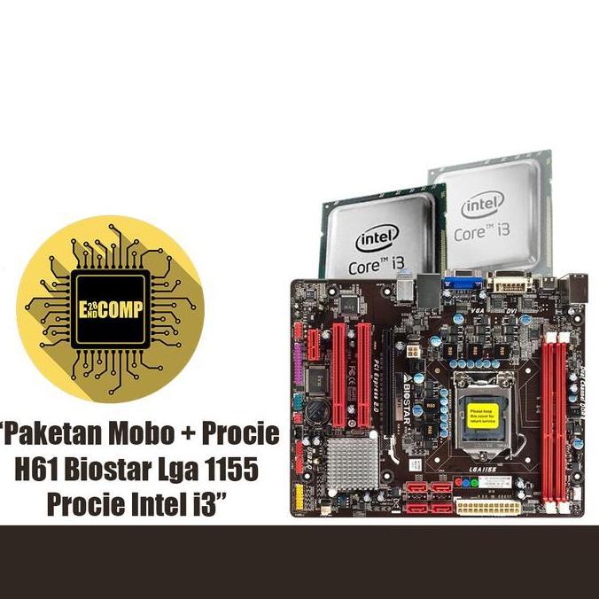 PAKETAN MOTHERBOARD BIOSTAR H61 + PROCESSOR INTEL CORE i3