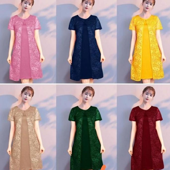 dress wanita/dress remaja/baju pesta/baju Natal/dress midi/baju brokat