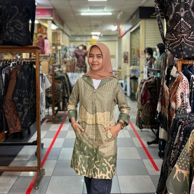Blouse batik wanita SAGE AKAR katun halus lapis tricot
