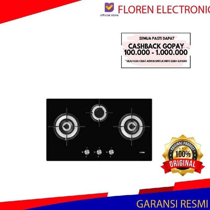 TERBARU Fotile Kompor Gas 70cm GHG78312 / GHG 78312 3tungku Black Glass BISA GOSEND
