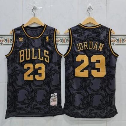 Jersey Basket Swingman Classic NBA Michael Jordan Bulls BlackGold Terlaris
