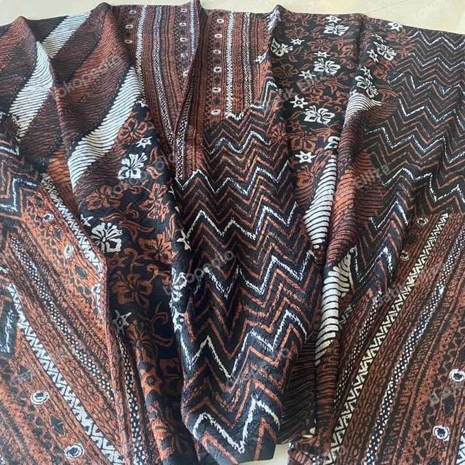 kain batik trusmi cirebon bahan viscose warna coklat motif 3 dimensi