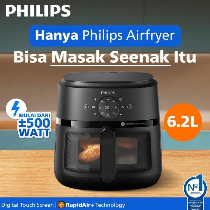 Philips Series 2000 Airfryer 6,2 L - NA230/00 dengan jendela transparan, air fryer multifungsi digit