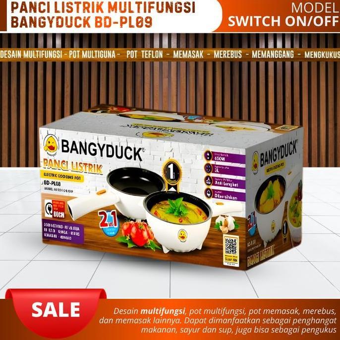 Panci Listrik Anti Lengket 3 Liter Kukusan Teflon Hemat Listrik Tutup Kaca Bangyduck Bd-Pl09 Switch 