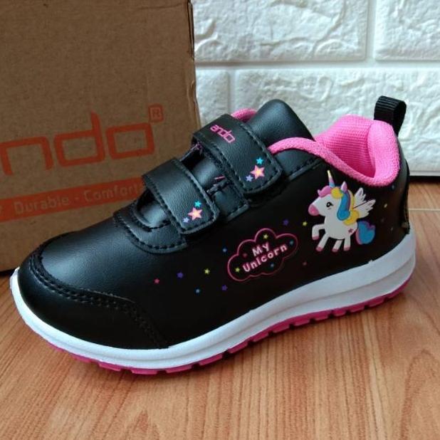 Sepatu sekolah anak perempuan sneaker ANDO unicorn 29-31 PAUD TK SD