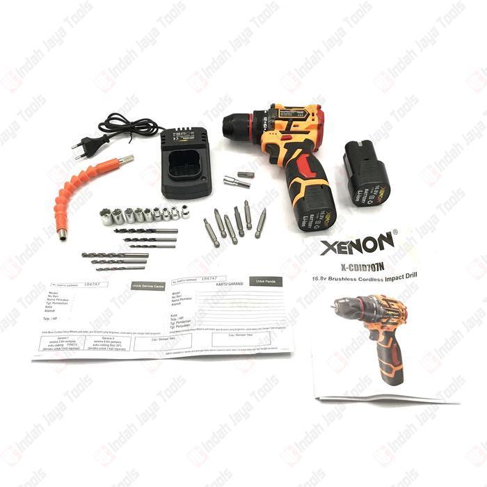 Xenon Cdid707N Cordless Bor Beton 16.8V Baterai Impact Drill Besi Kayu Brushless Screwdriver Origina