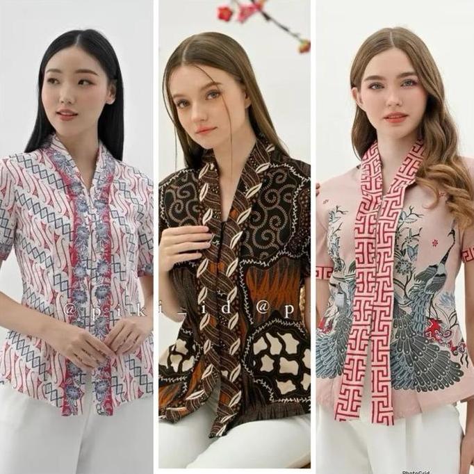 Baju batik wanita / atasan batik cewek / seragam batik kantor / blouse katun batik modern 292 pendek