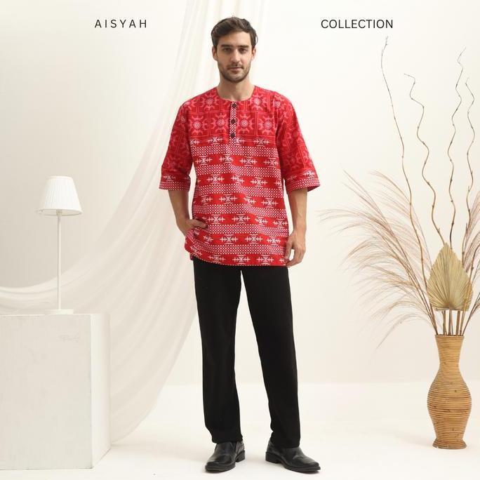 Baju Etnik - Batik Maluku kotak merah - Set Couple Batik Maluku | Baju Batik moderen - Baju cele