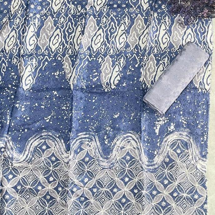 kain batik setelan viscose set semi sutra motif pulauan pastel cirebon