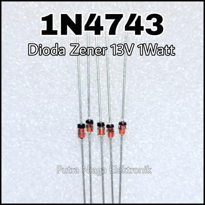 (1) Zener 1N4743 1W 13V Dioda IN4743 1Watt 1N4743A 13Volt putran1a Murah