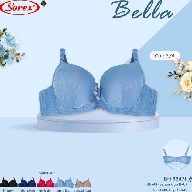 Murah [ 1pcs ] Bra Sorex 33471 size 36-42 | KAWAT Busa Sedang Kait 3 [Cup B-C] Bh Non COD