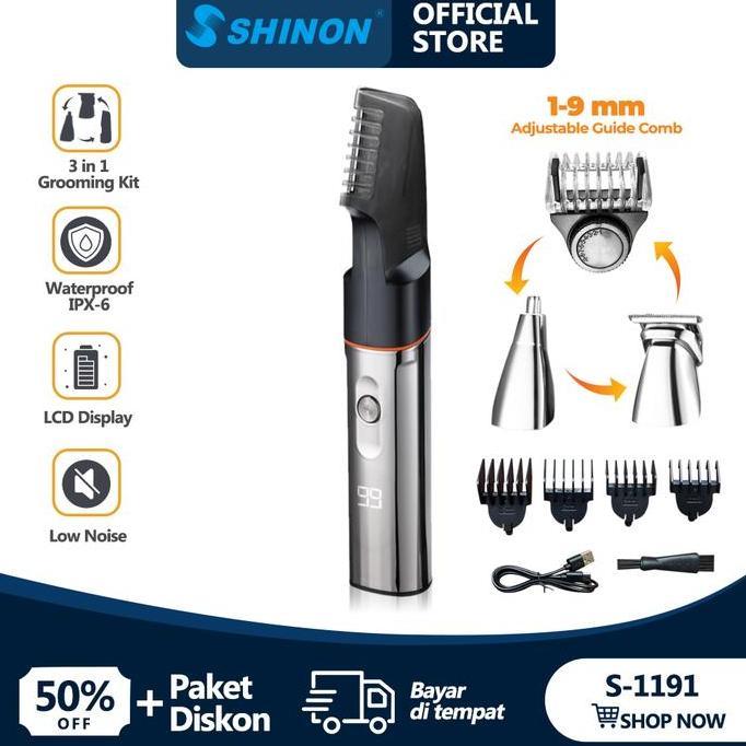 28pojok_Tore - SHINON S-1191 Body Trimmer Shaver Cukur Bulu Kaki Ketiak Kemaluan Pria Steel
