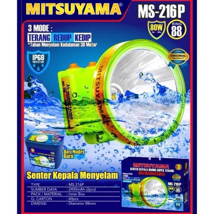 Senter Kepala Selam Diving 100 Watt Super Terang Mitsuyama TER