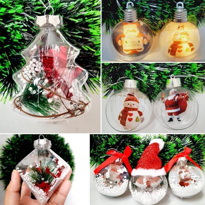 Gantungan Natal Bola Bening Santa Bola Cherry Dekor Hiasan Natal Murah