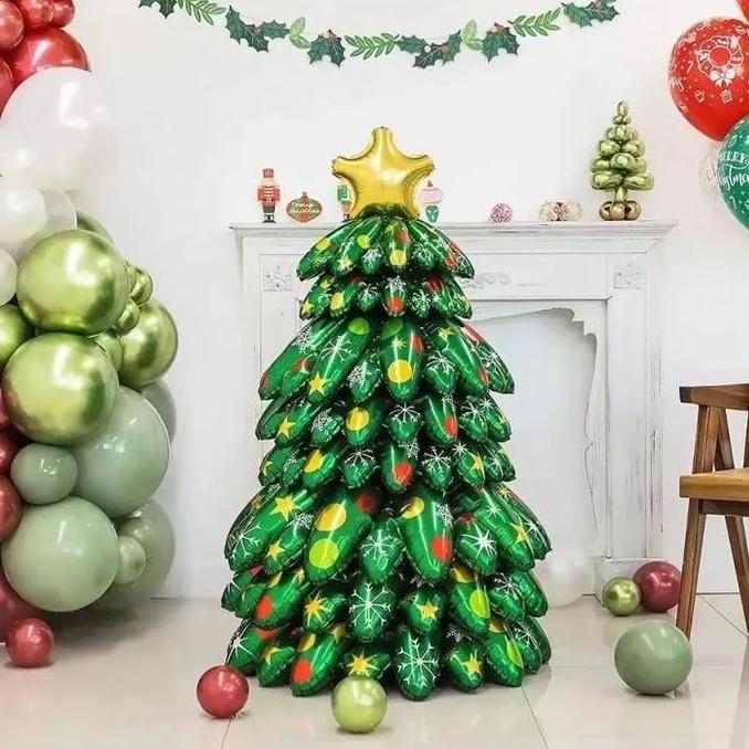 Balon foil dekorasi pohon natal 4d christmas tree