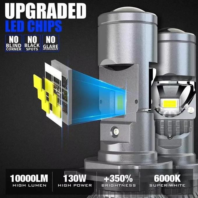 Lampu Led mini projector H4 superbright mobil motor