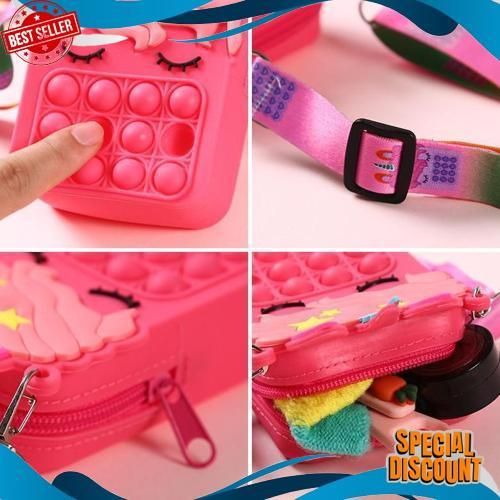 Diskon Tas Pop It Unicorn Poni Mahkota Rubber Jelly Mainan Anak
