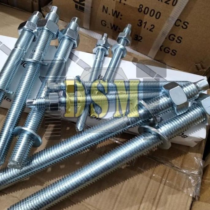 Angkur Chemical M10x130 / Stud Bolt 10 MM / Chemical Anchor M10 Grade 5.8