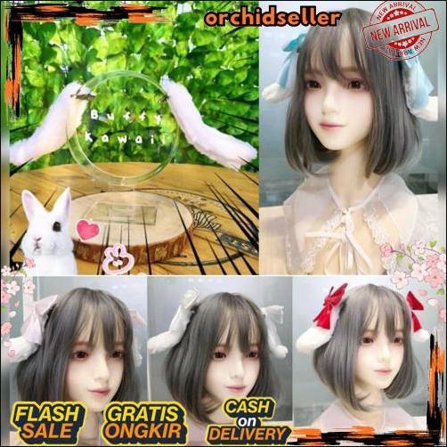 Diskon Hairclip Floppy Bunny Ear Lace Lolita Harajuku Cosplay Animal White Rabbit Kelinci Buffy Kawa