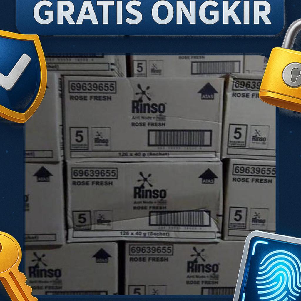 Detergent Rinso Bubuk Sachet Eceran 1.000 Per Dus (126 Pcs) Baju