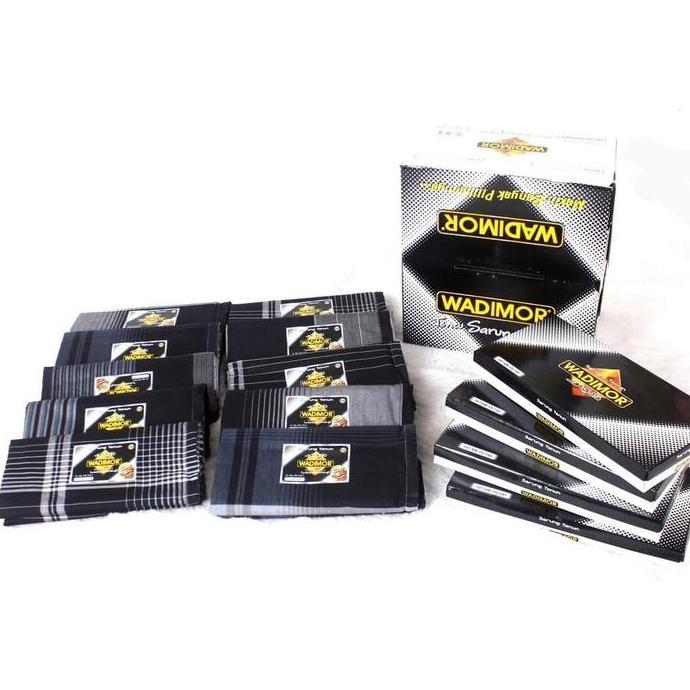 Diskon Sarung Wadimor Hitam Putih Motif Muslim Tenun Katun Kotak Kain Santri
