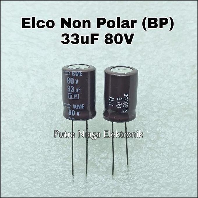 Baru (1) Elco 33uF 80V Non Polar / BP Kapasitor NonPolar 33 uF 80 Volt putran1a Diminati Banget