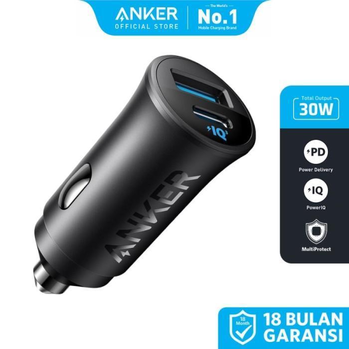 Anker Car Charger Mobil 30W 2 Port USB Type A/C - A2741