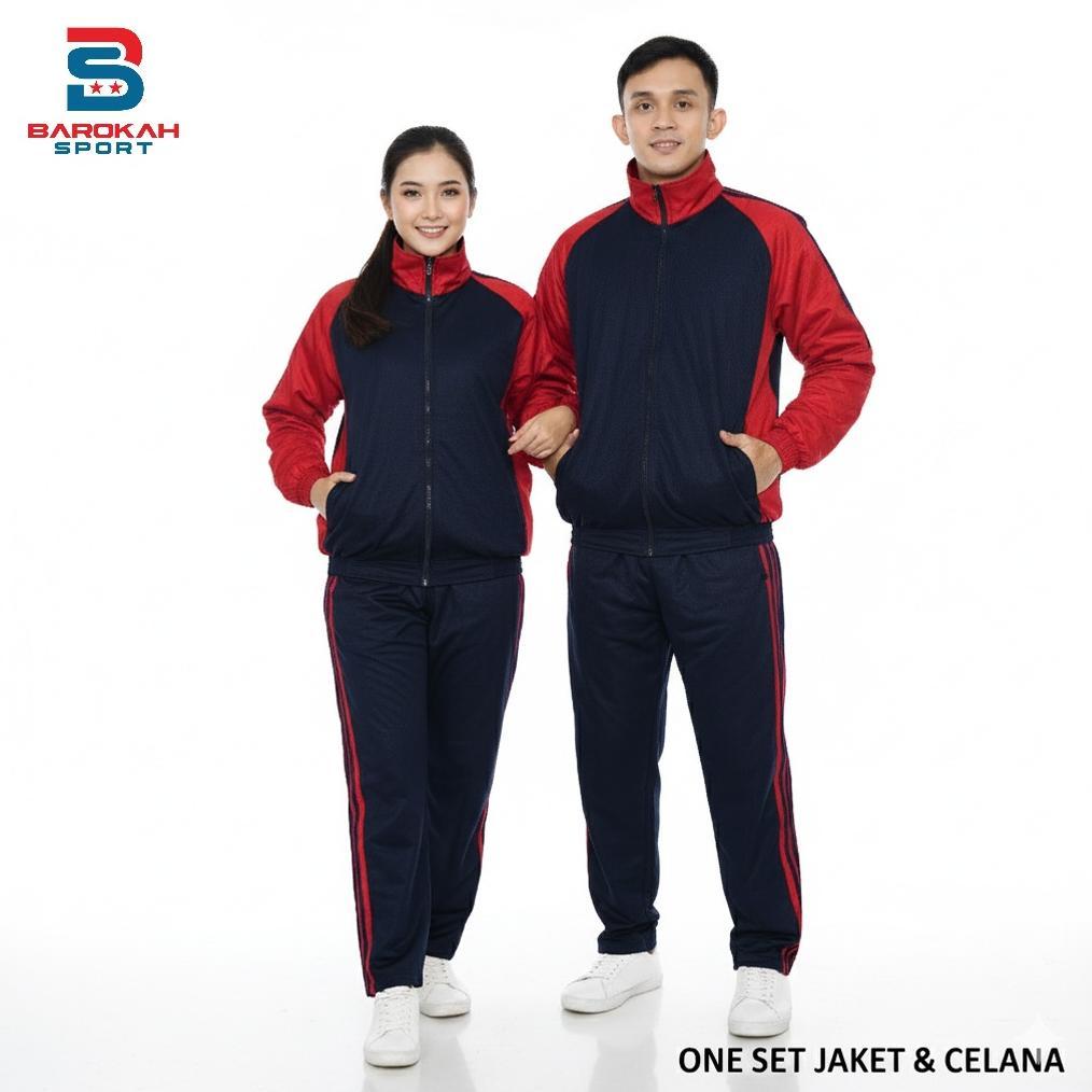 Hm Barokah - Setelan Pakaian Olahraga Pria Wanita One Set Jaket Celana Olahraga Unisex Seragam Pakai