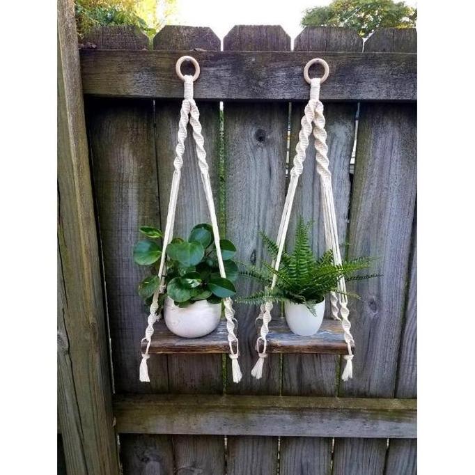 Macrame ambalan 84 BAHAN KAYU DAN TALI KATUN