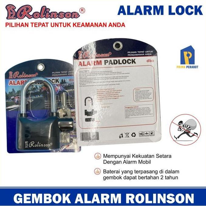 Gembok Alarm Padlock 12 Cm Anti Maling Rolinson Gembok Alarm 2 In 1 Bodi Besar Gembok Cakram Motor